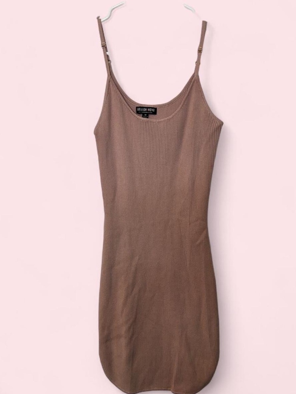 Fashion Nova Ribbed Spaghetti Strap Cami Dress - Brown